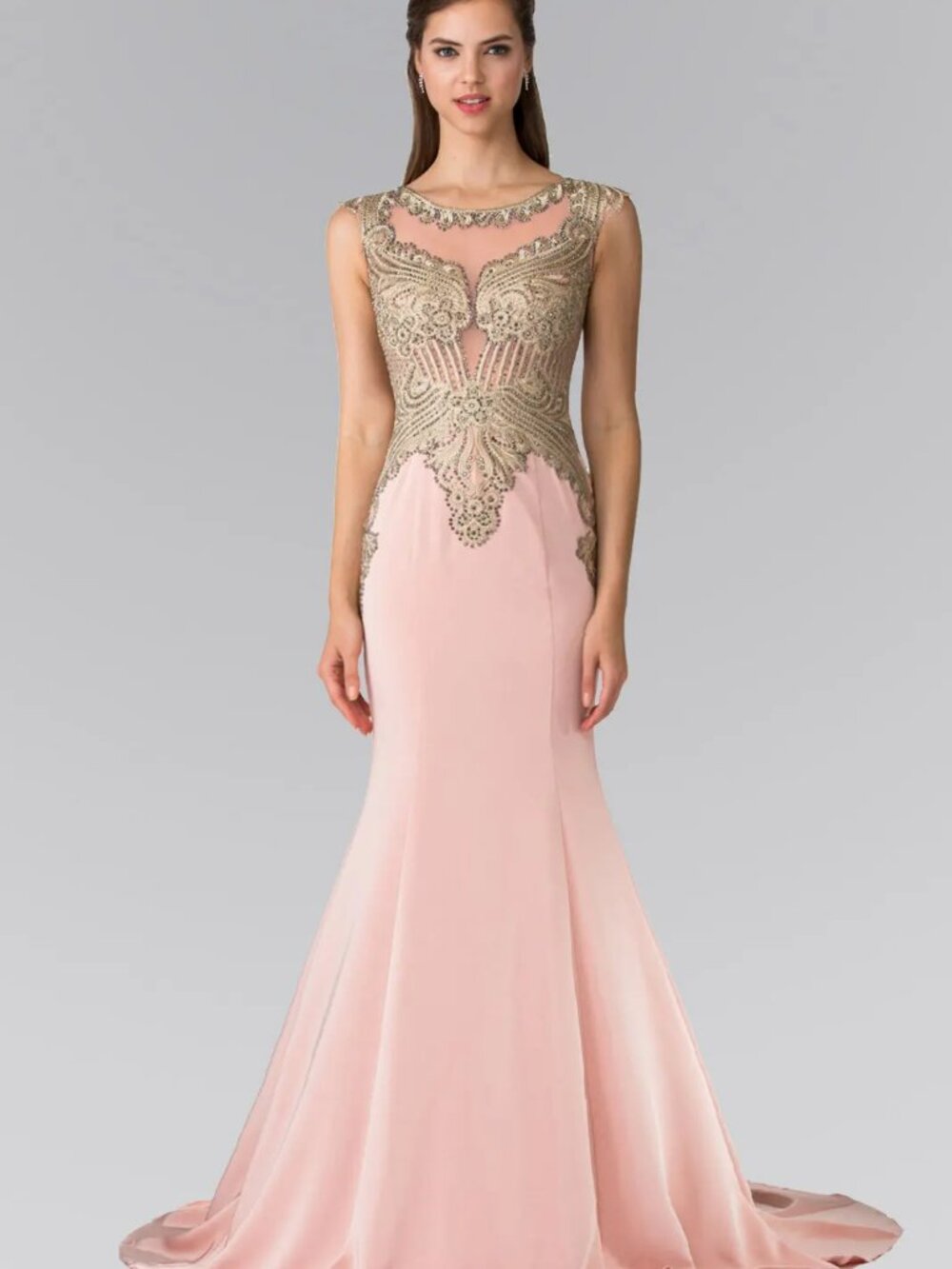 NEW DUSTY ROSE Jersey Evening Gown Floor Length Formal Elegant GL1461